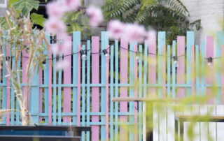 A pastel blue pink fence painting idea