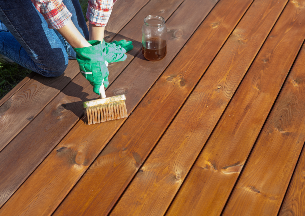 Applying deck stain in moderate weather